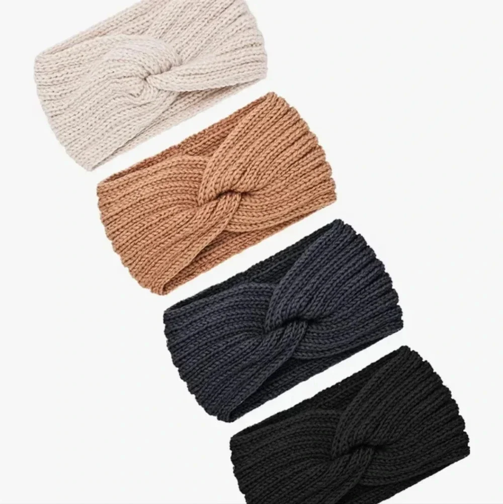 4 Pieces Chunky Knit Headbands Braided Winter Headbands Ear Warmers Crochet Head